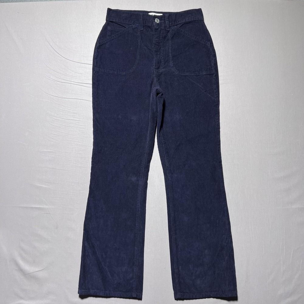 RE/DONE Corduroy Pants Womens 25‎ Navy Bootcut Wide Wale Zip Fly Patch Pockets